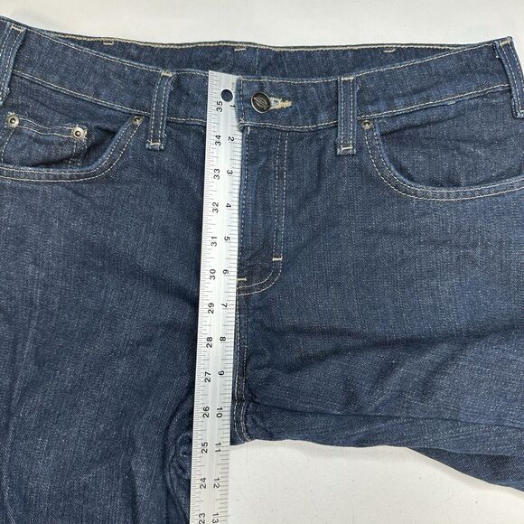 Dickies Flannel Lined Jeans Women 8 Relaxed Fit Straight Blue Denim Plaid Hemmed - Picture 9 of 12